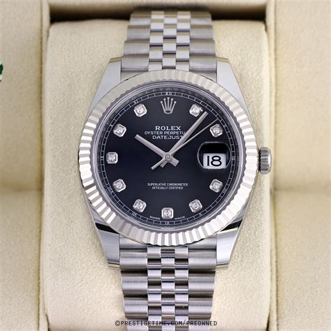 rolex steel bracelet black 10 diamonds|rolex model 126334.